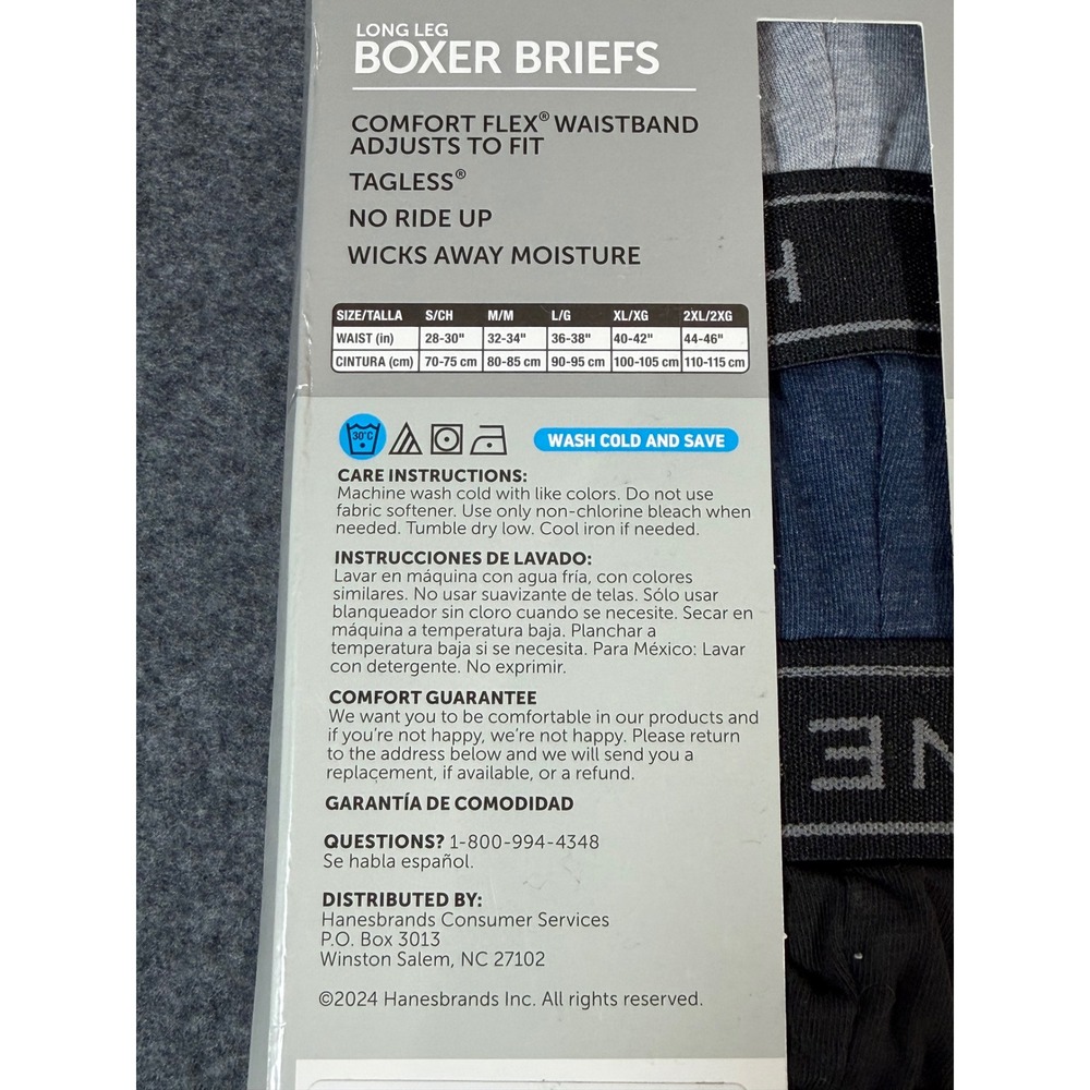 Hanes Boxer Briefs Mens Small Multicolor‎ New 6 Pack Cotton Stretch Long Leg - Picture 3 of 3